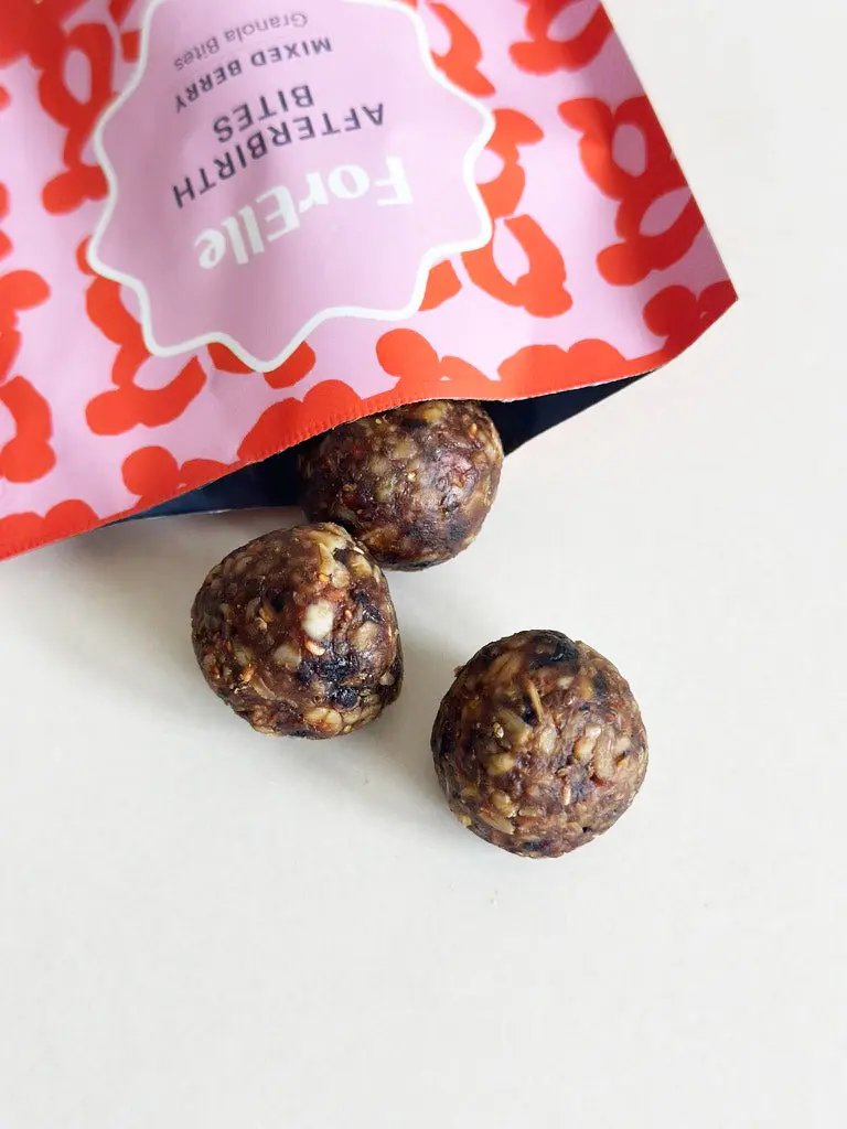 Close-up of ForElle granola bites designed to fight postnatal depletion